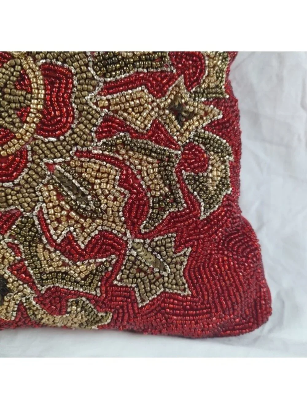 Pier 1 Imports Red Gold Beaded 12